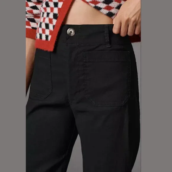 Maeve Colette Magic Fabric Crop Wide-Leg Pants Black Size 24 - Picture 3 of 7